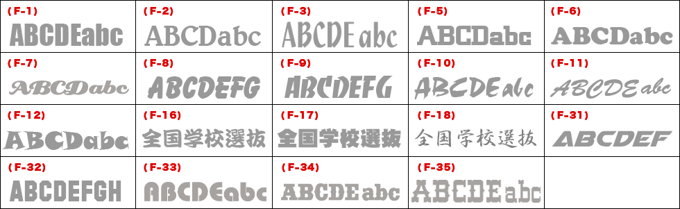 マーキング書体（フォント選択）